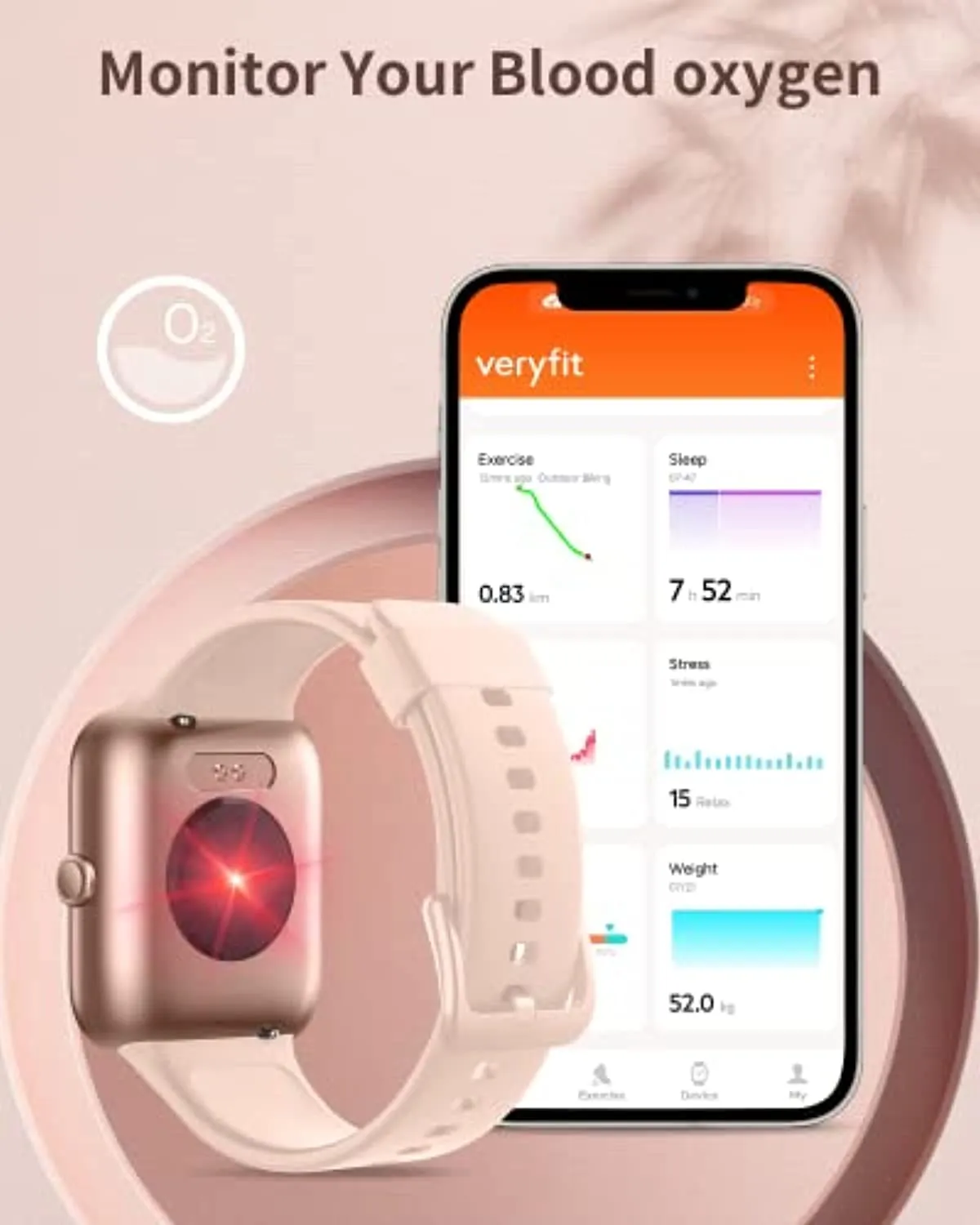 Gydom Smart Watch for Women Men,1.5" Smart Fitness Tracker Watch Blood Oxygen Heart Rate Stress Sleep Monitor Pedometer Watch 5ATM Waterproof Activity Tracker Smartwatch for Android iOS Phone