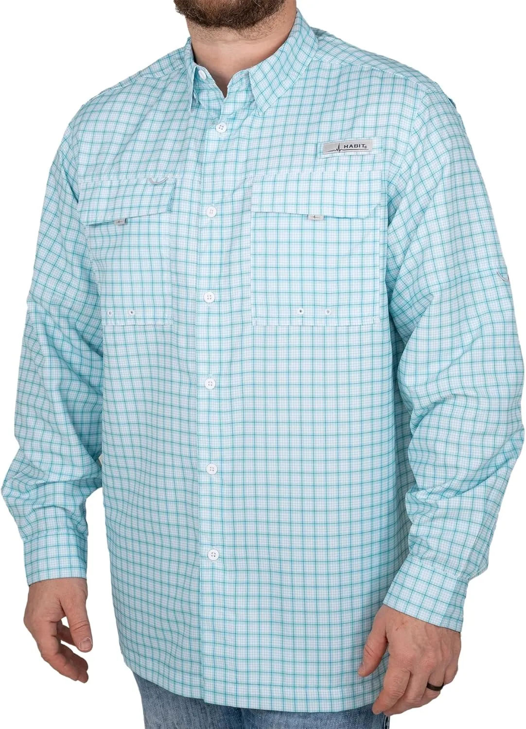 HABIT Men's Fourche Mountain Long Sleeve River Guide Fishing Shirt - UPF 40  UV Protection