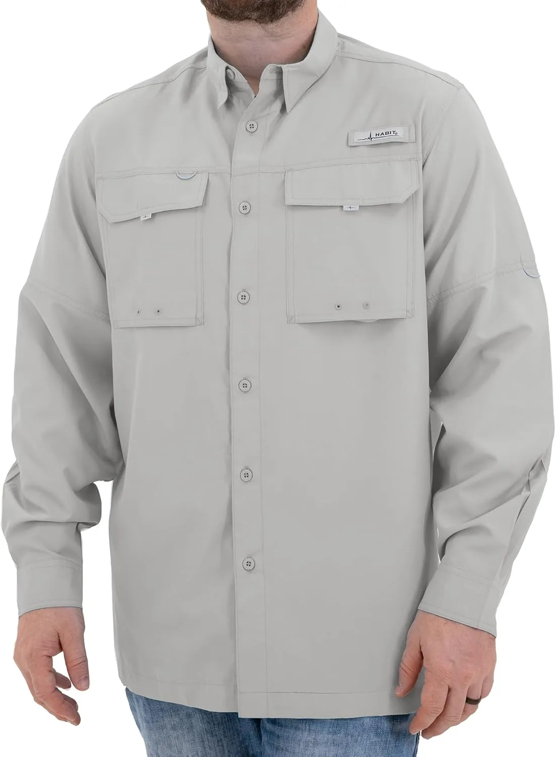 HABIT Men's Fourche Mountain Long Sleeve River Guide Fishing Shirt - UPF 40  UV Protection