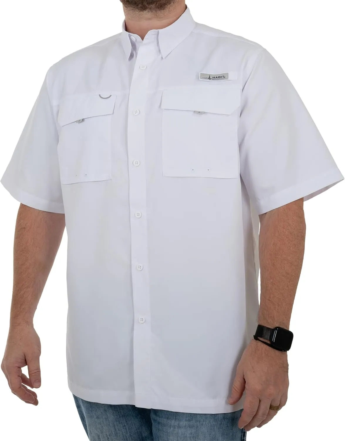 HABIT Mens Fourche Mountain Short Sleeve River Guide Fishing Shirt - UPF 40  UV Protection