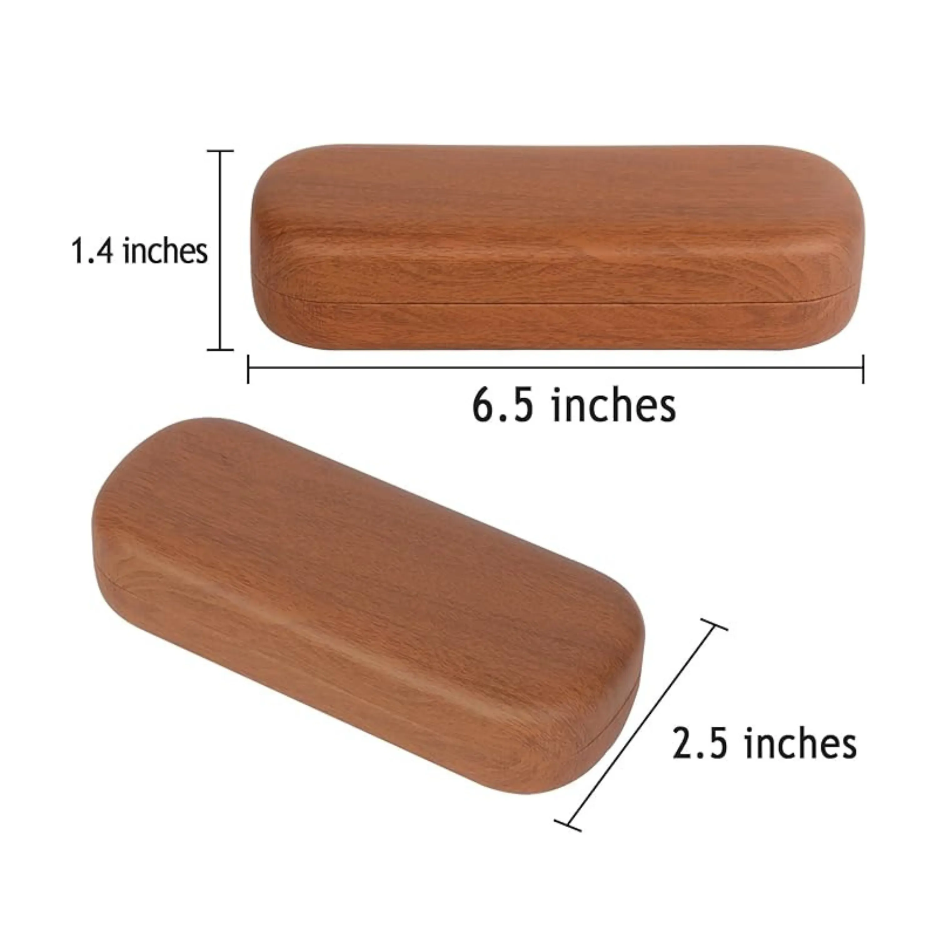 Hard Shell Wood Grain Glasses Case - Durable Protective Eyewear Storage