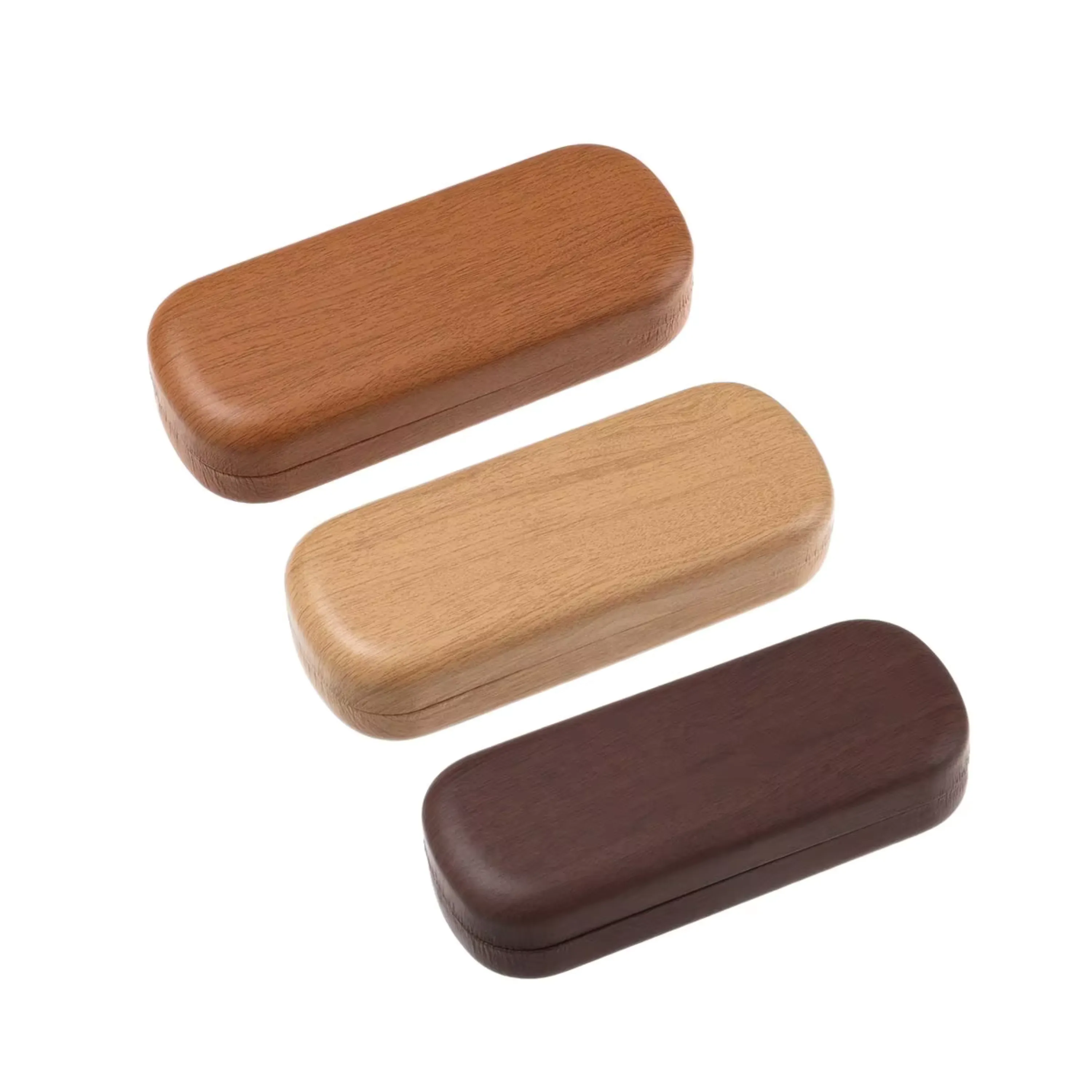 Hard Shell Wood Grain Glasses Case - Durable Protective Eyewear Storage