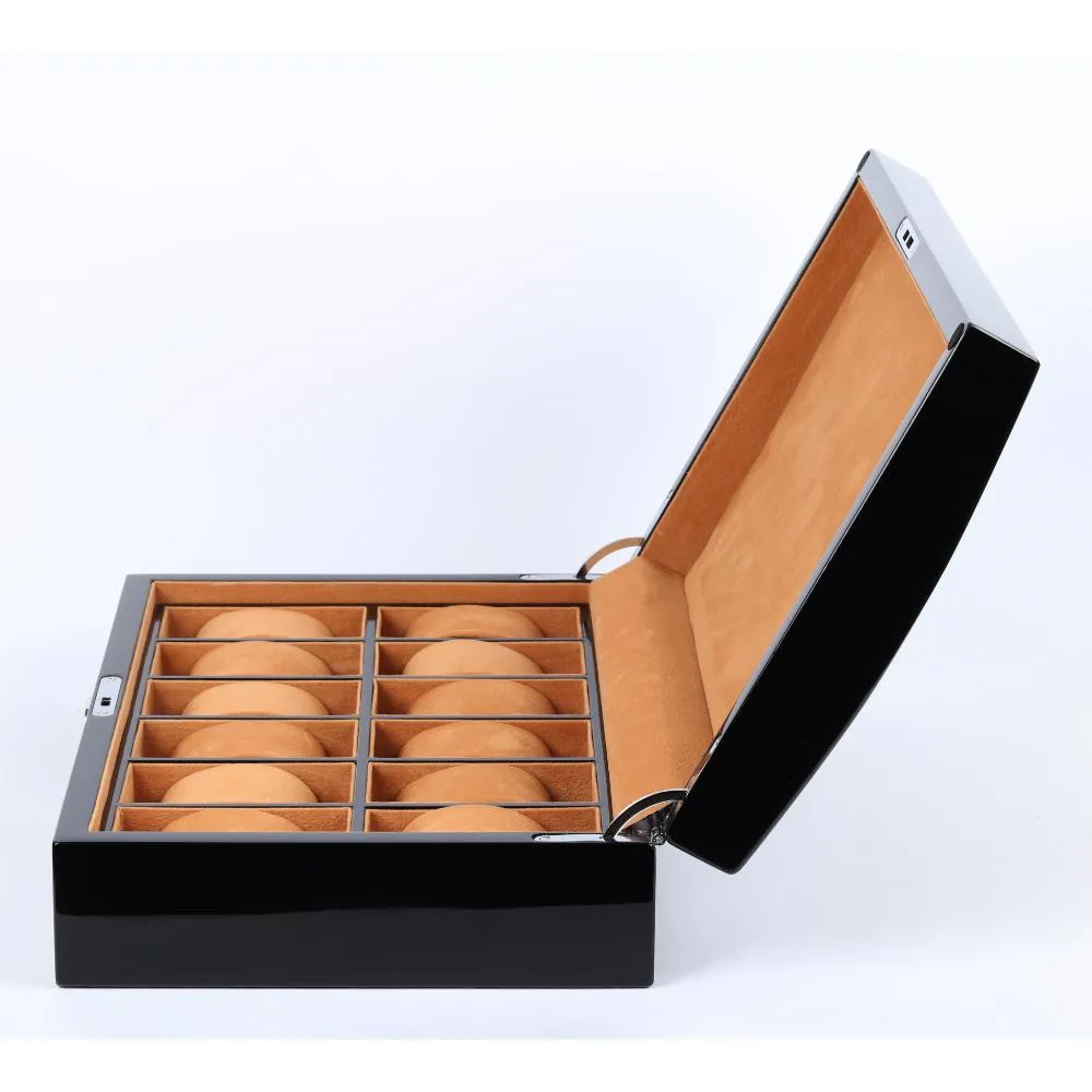 HQ Luxury Watch Box 12 Watch Slots Jet Black