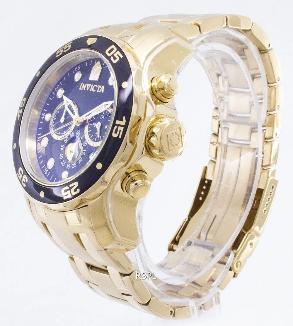 Invicta Pro-Diver Chronograph Gold Tone 200M 0072 Men's Watch