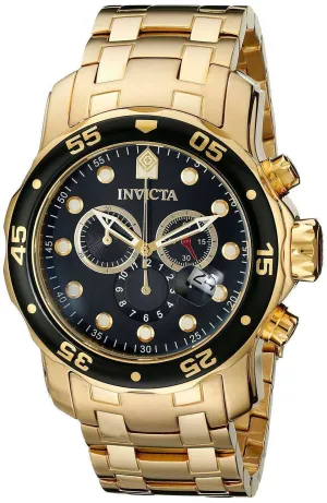Invicta Pro-Diver Chronograph Gold Tone 200M 0072 Men's Watch