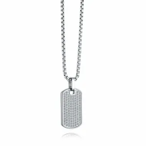 Italgem Steel CZ Dog Tag Pendant