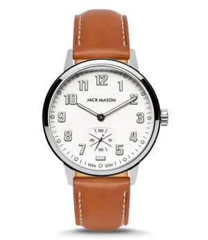 Jack Mason | Overland Field Watch 42MM | White Dial | Tan Leather Strap