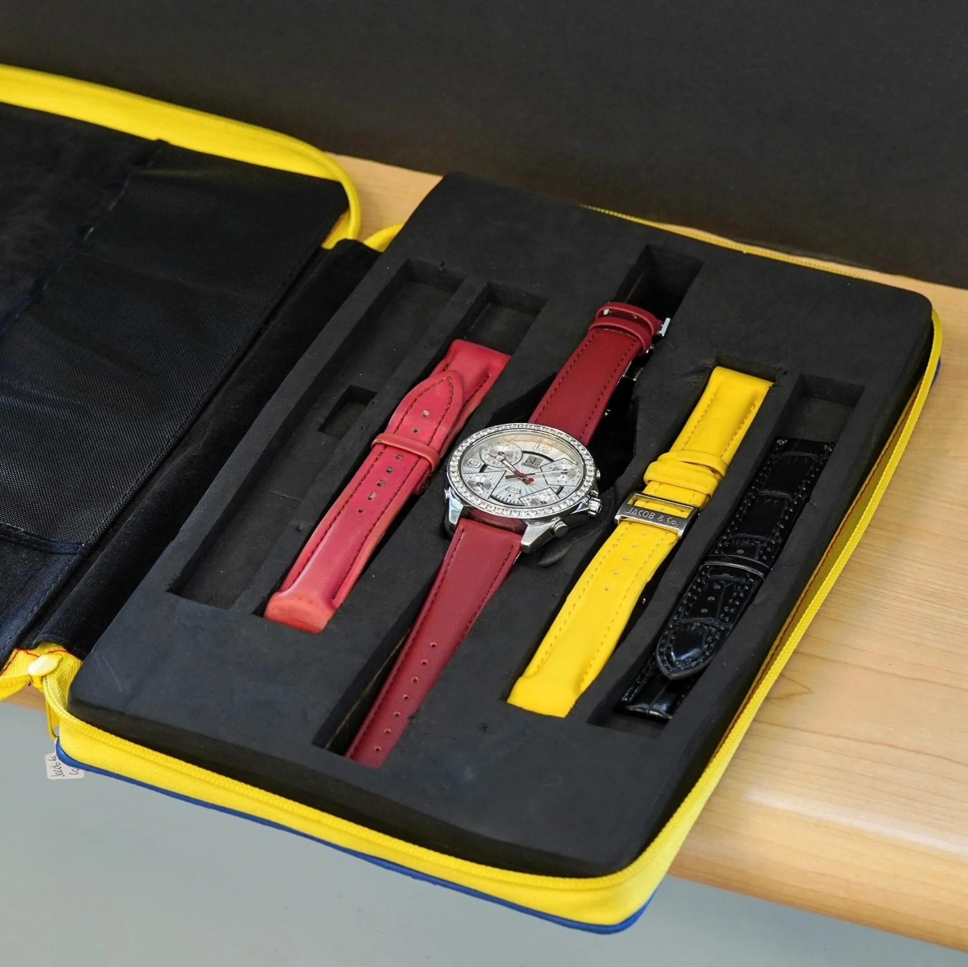 Jacob & Co. Five Time Zone Watch Diamond Bezel 47mm - Original Box & Interchangeable Straps