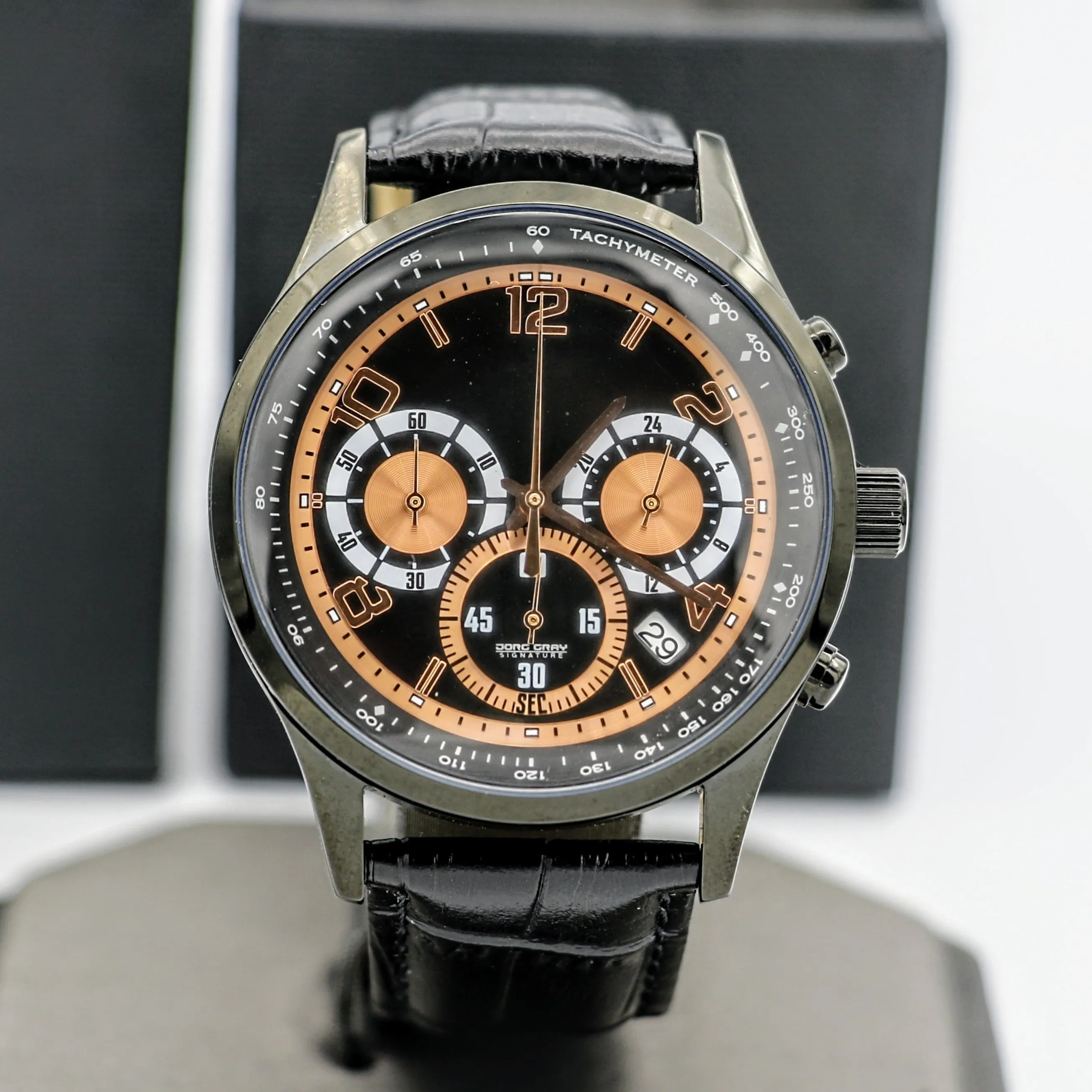 JORG GRAY Signature Chronograph Wristwatch Tachymeter Anti-Reflective Watch