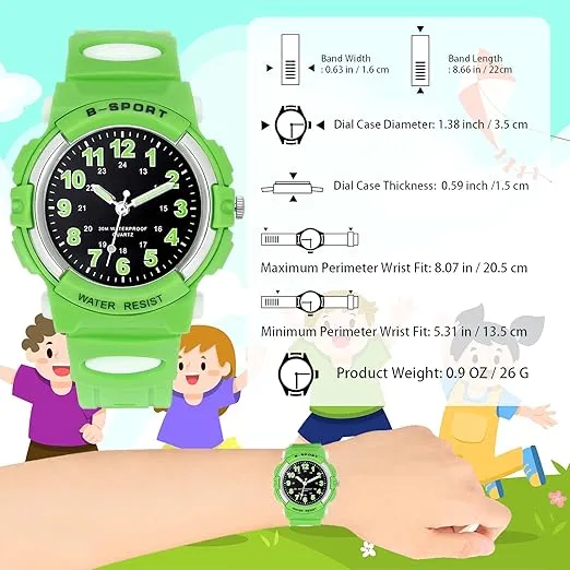 Kids Watches, Child Quartz Wristwatch for Boys Girls Kids, Waterproof Time Teach Watches