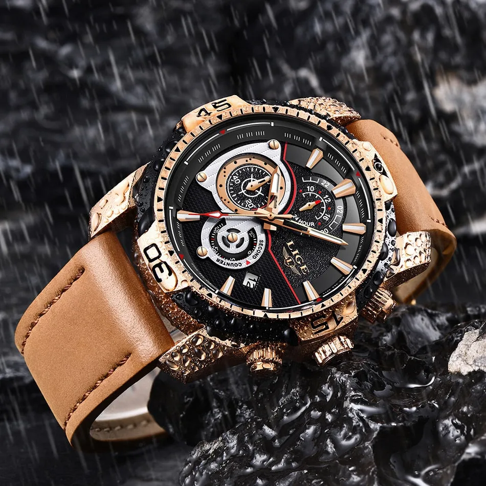 Leather Quartz Clock Male Sport Waterproof Watch