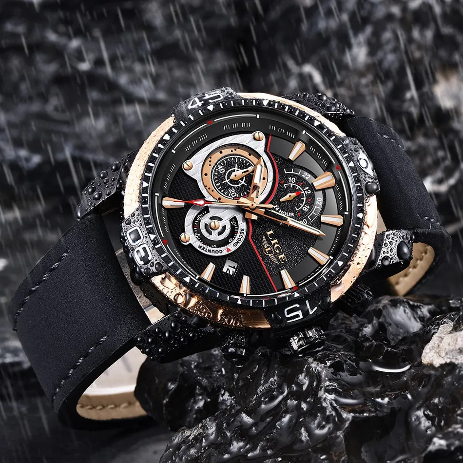 Leather Quartz Clock Male Sport Waterproof Watch