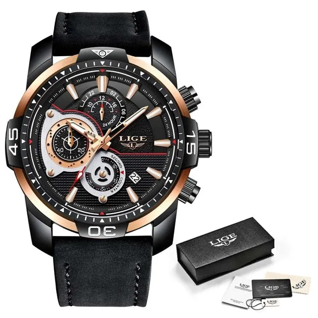 Leather Quartz Clock Male Sport Waterproof Watch