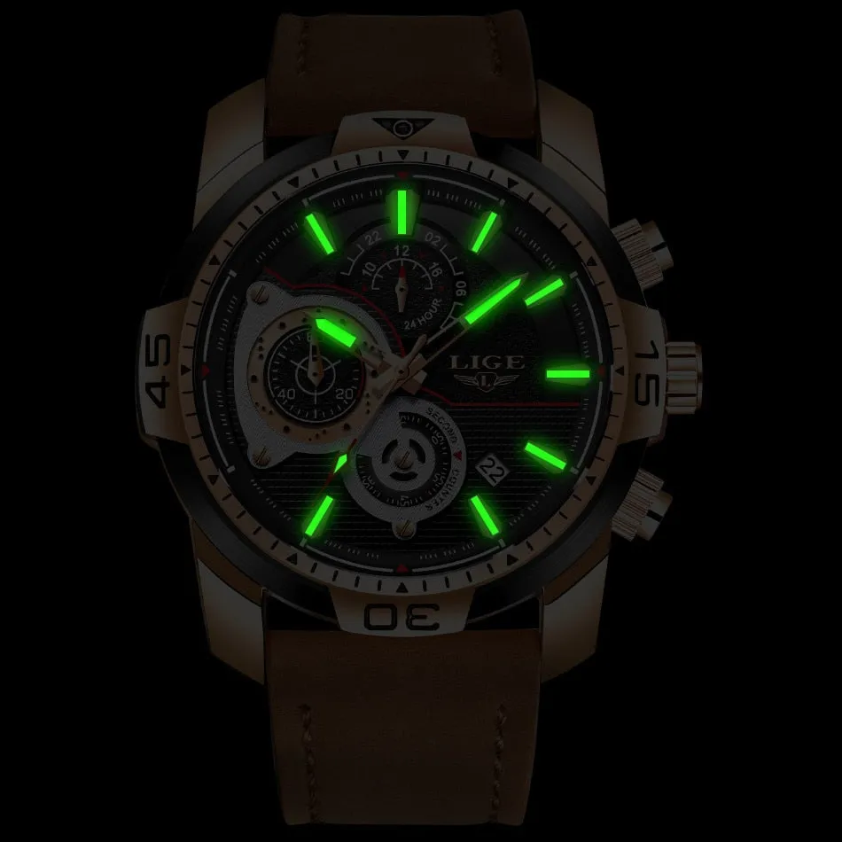 Leather Quartz Clock Male Sport Waterproof Watch