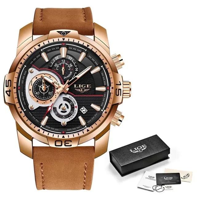 Leather Quartz Clock Male Sport Waterproof Watch