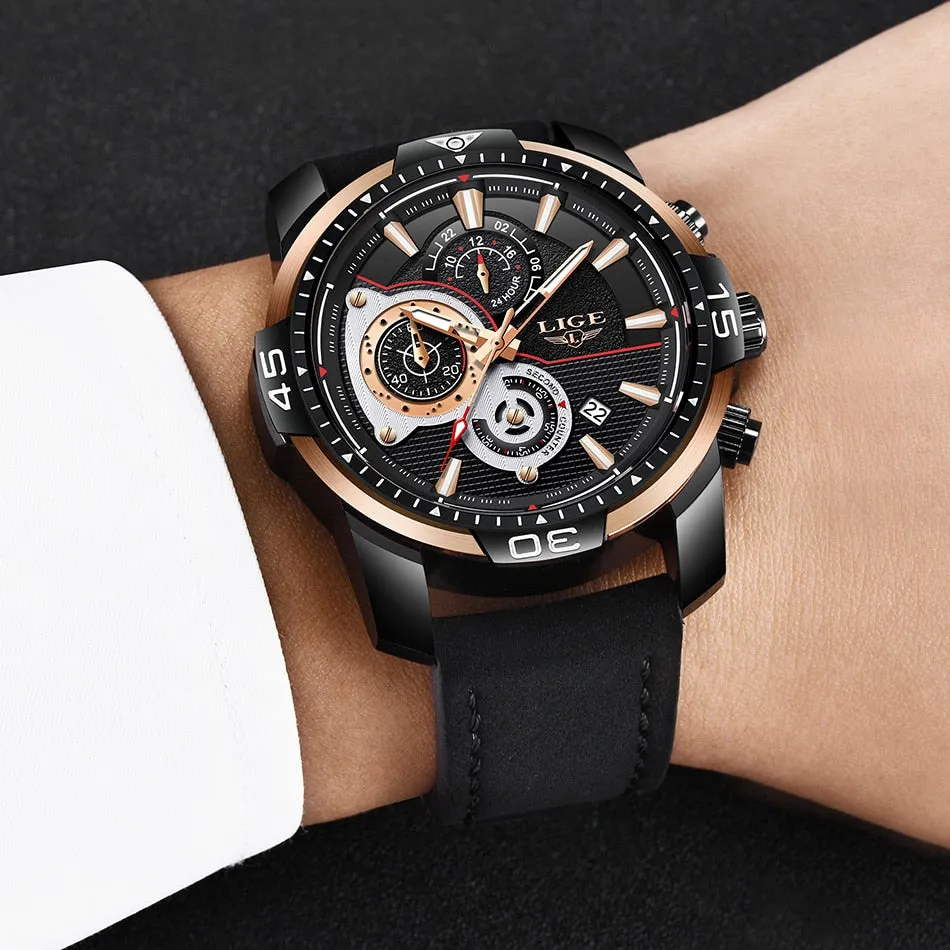 Leather Quartz Clock Male Sport Waterproof Watch