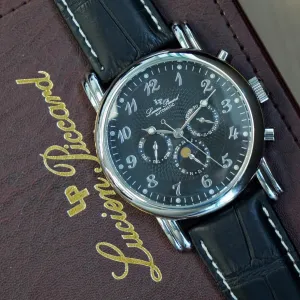 LUCIEN PICCARD Automatic Watch LP-26570BK Day/Date Wristwatch - ALL ORIGINAL Double Box!