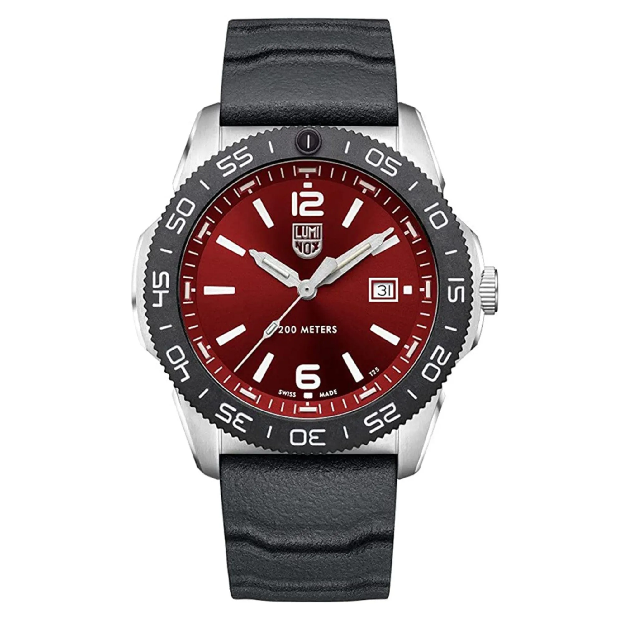 LUMINOX Mens Red Dial Black Rubber Band Swiss Quartz Watch - XS.3135
