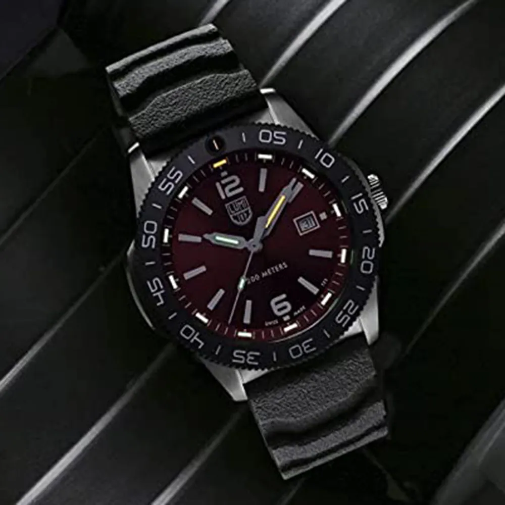 LUMINOX Mens Red Dial Black Rubber Band Swiss Quartz Watch - XS.3135