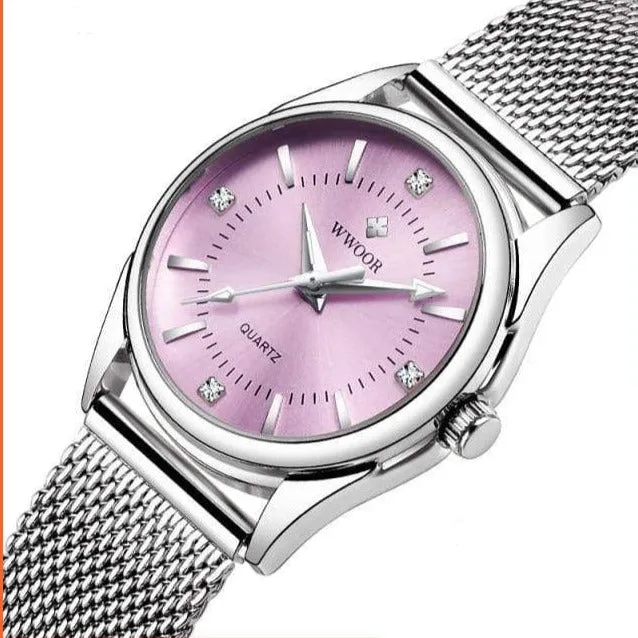 Luxury Brand Dress Gold Watch Ladies Elegant Diamond Small Quartz Wrist Watches For Women Steel Mesh Wrist Watch