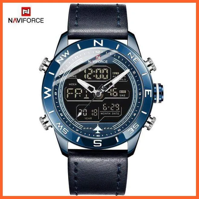 Luxury Brand Men Gold Military Watch Led Digital Leather Sports Watches Quartz Mens Watches