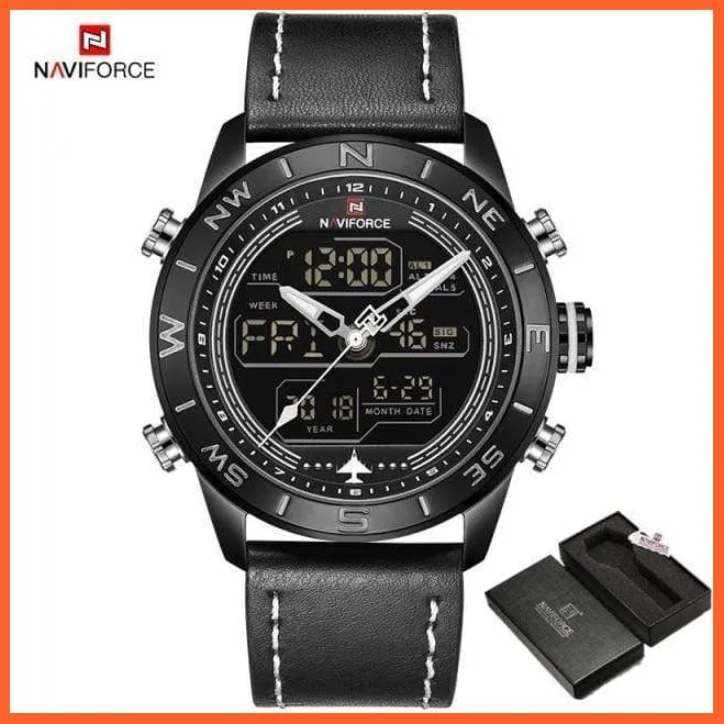 Luxury Brand Men Gold Military Watch Led Digital Leather Sports Watches Quartz Mens Watches