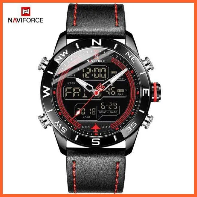 Luxury Brand Men Gold Military Watch Led Digital Leather Sports Watches Quartz Mens Watches