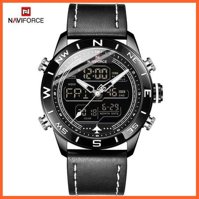 Luxury Brand Men Gold Military Watch Led Digital Leather Sports Watches Quartz Mens Watches