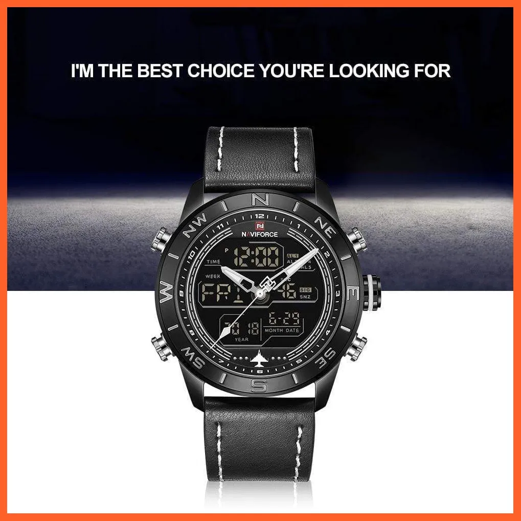 Luxury Brand Men Gold Military Watch Led Digital Leather Sports Watches Quartz Mens Watches