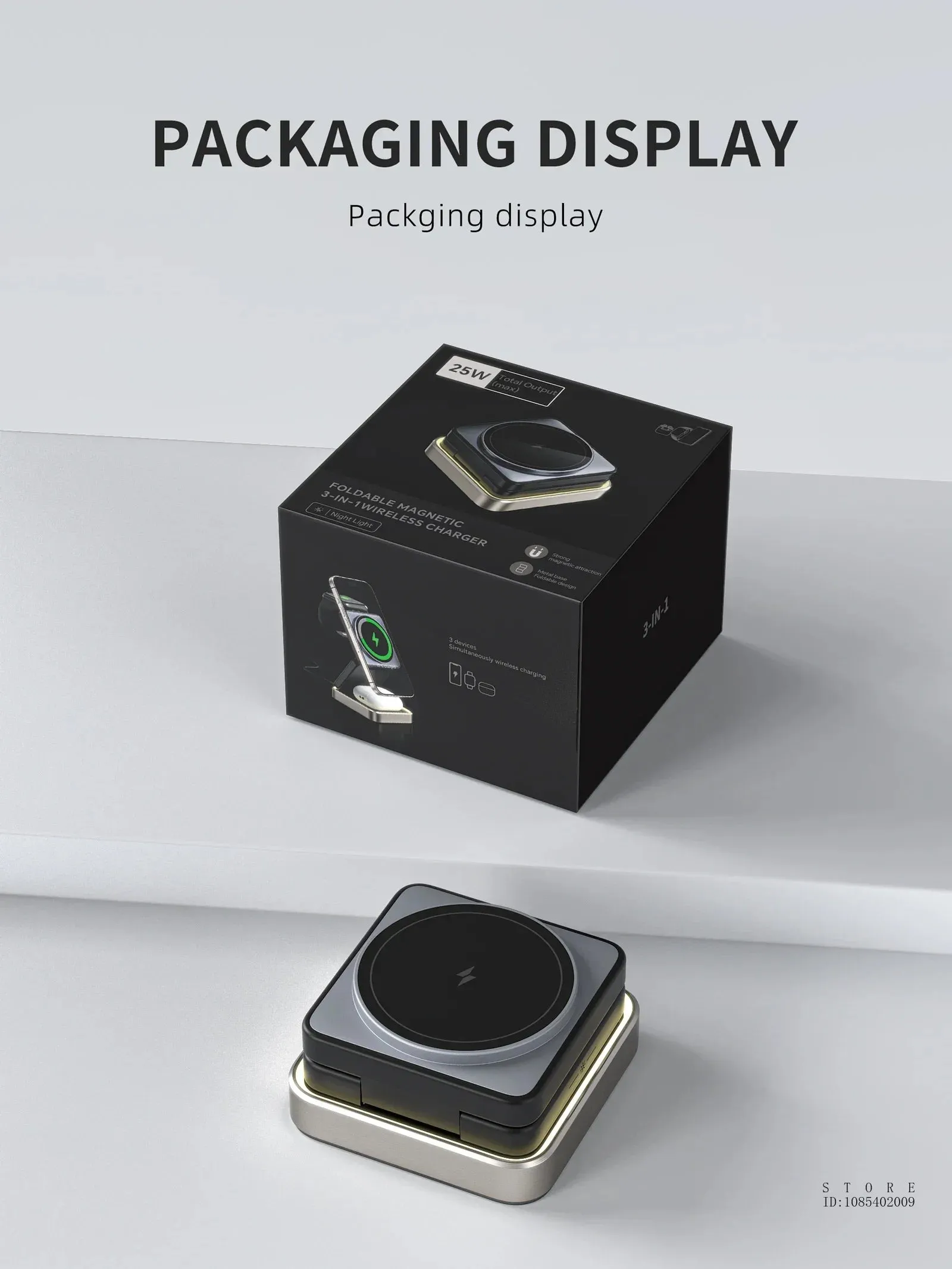 Magnetic 3-in-1 Folding Wireless Charger – Versatile Charging for iPhone, Apple Watch, and TWS Earbuds