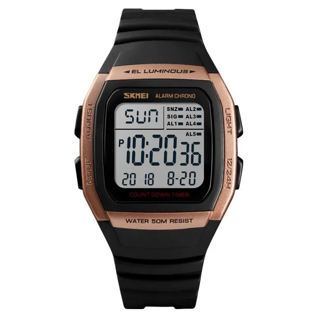 Men Watches Waterproof Sports Digital LED Alarm Chrono Electronic Wristwatch