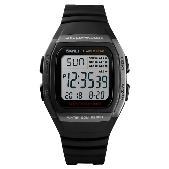 Men Watches Waterproof Sports Digital LED Alarm Chrono Electronic Wristwatch