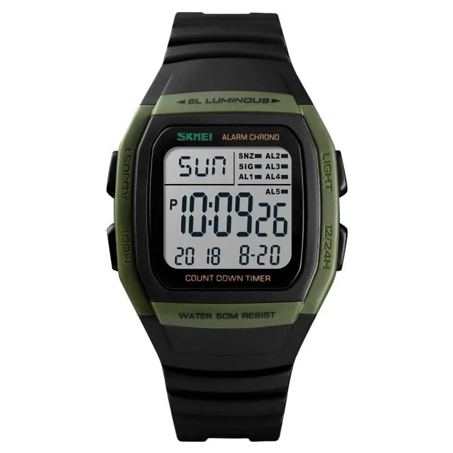 Men Watches Waterproof Sports Digital LED Alarm Chrono Electronic Wristwatch