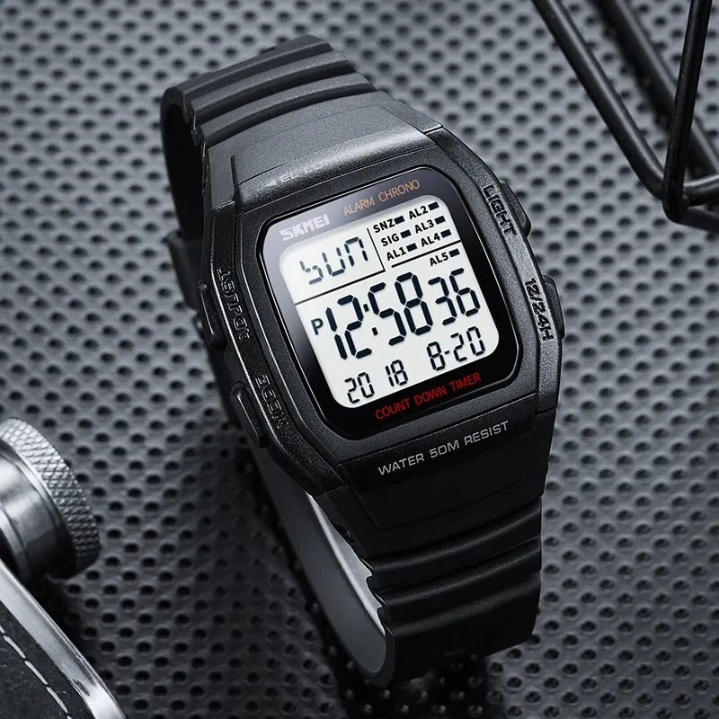 Men Watches Waterproof Sports Digital LED Alarm Chrono Electronic Wristwatch