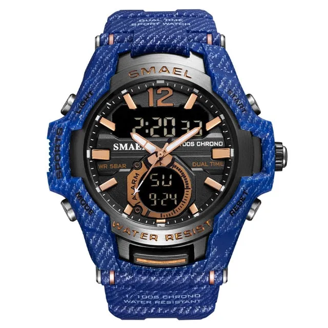 Mens 50M Waterproof Mascular Digital Analog Display Watches
