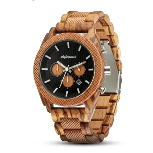 Men's Chronograph Calendar Sports Wood Watch