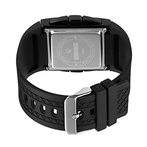 Mens Digital Sports LED Glass Screen Large Face Military Square Watch