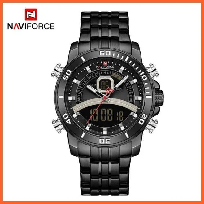 Mens Luxury Gold Business Digital  Military Sports Quartz Steel Band Waterproof Wristwatches
