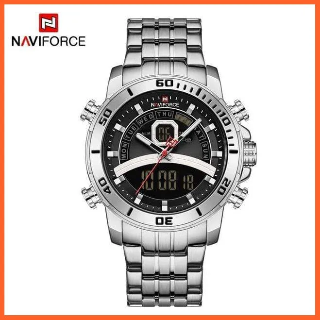 Mens Luxury Gold Business Digital  Military Sports Quartz Steel Band Waterproof Wristwatches