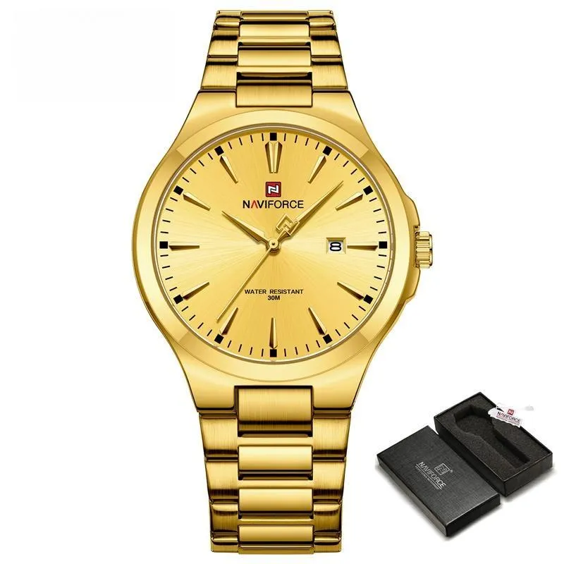 Men'S Luxury Quartz Watch Waterproof Stainless Steel Strap Wristwatch