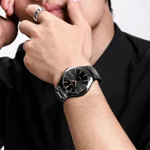 Men'S Luxury Quartz Watch Waterproof Stainless Steel Strap Wristwatch