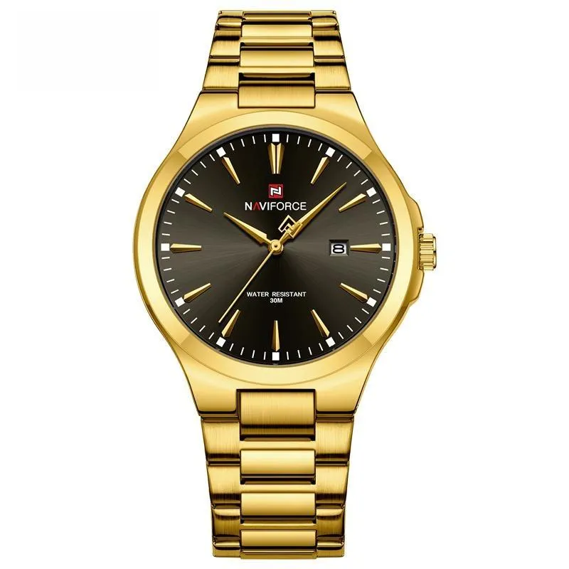 Men'S Luxury Quartz Watch Waterproof Stainless Steel Strap Wristwatch