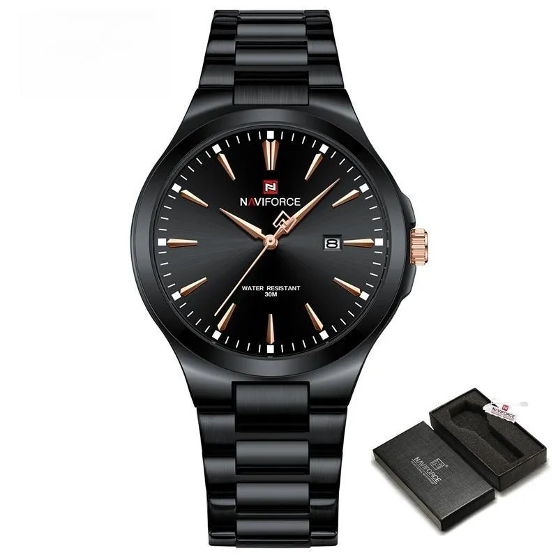 Men'S Luxury Quartz Watch Waterproof Stainless Steel Strap Wristwatch