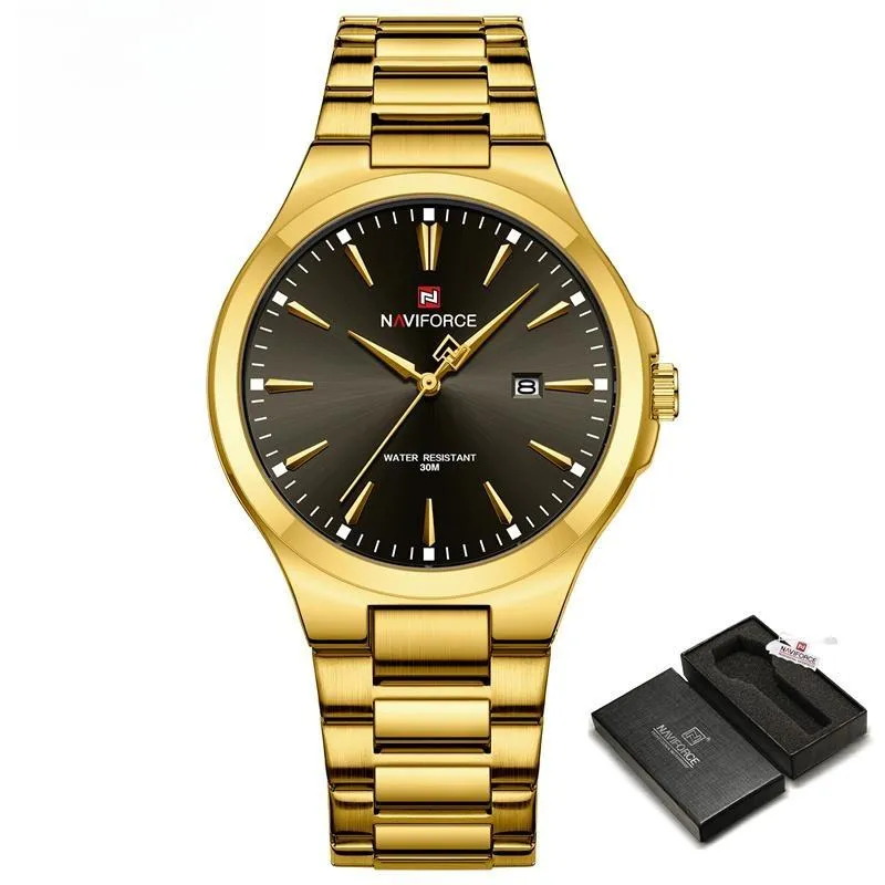 Men'S Luxury Quartz Watch Waterproof Stainless Steel Strap Wristwatch