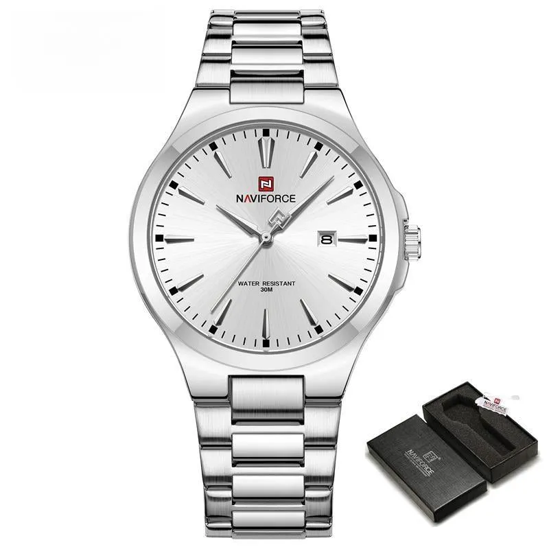 Men'S Luxury Quartz Watch Waterproof Stainless Steel Strap Wristwatch