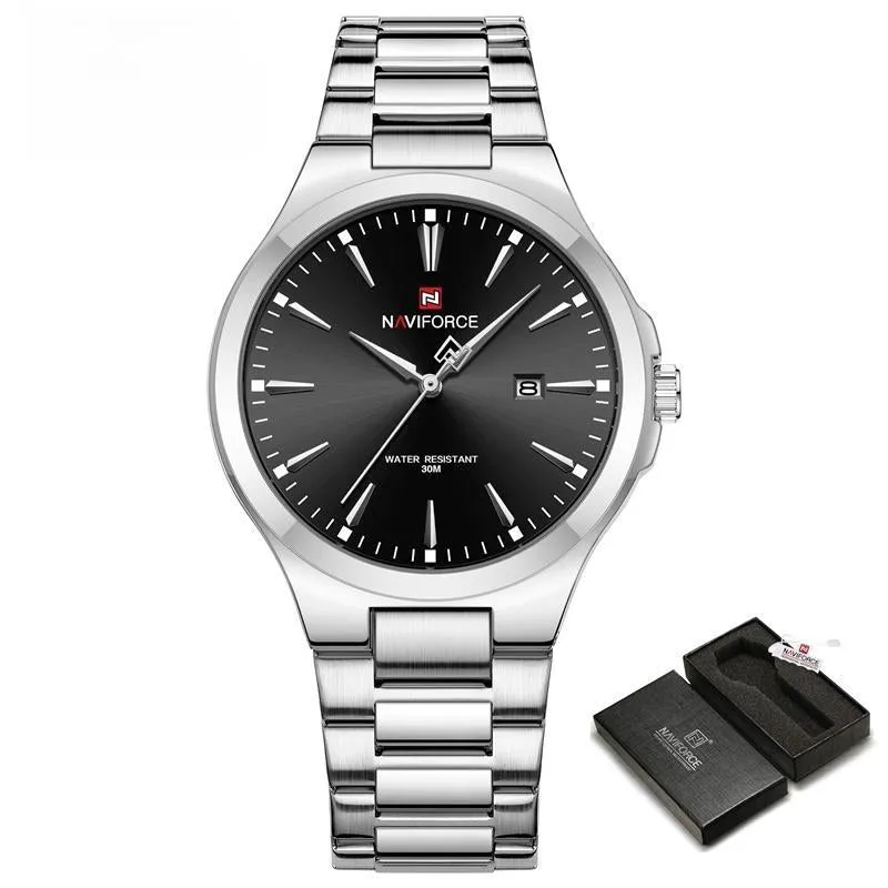 Men'S Luxury Quartz Watch Waterproof Stainless Steel Strap Wristwatch