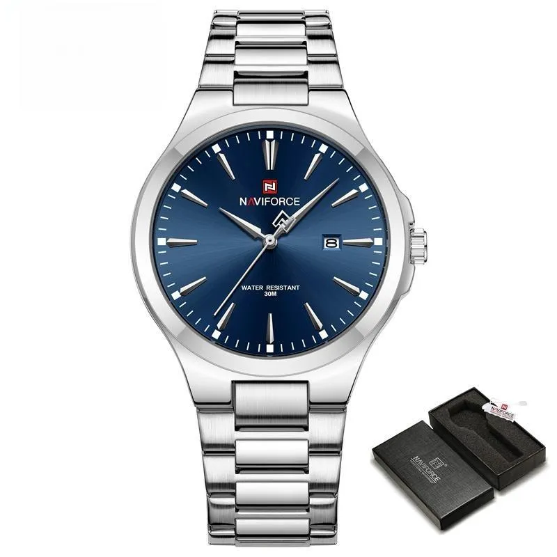 Men'S Luxury Quartz Watch Waterproof Stainless Steel Strap Wristwatch