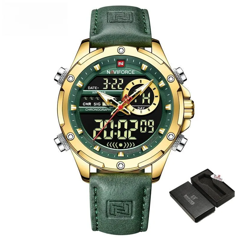 Men's Movement Quartz Modern Watch Men Waterproof Chronograph Leather Band Wristwatch