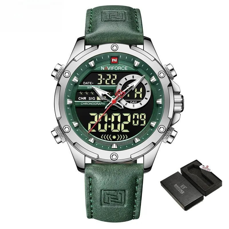 Men's Movement Quartz Modern Watch Men Waterproof Chronograph Leather Band Wristwatch