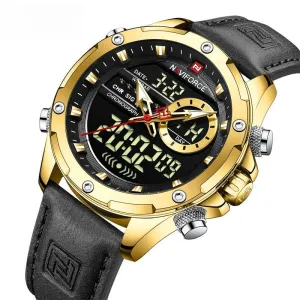 Men's Movement Quartz Modern Watch Men Waterproof Chronograph Leather Band Wristwatch